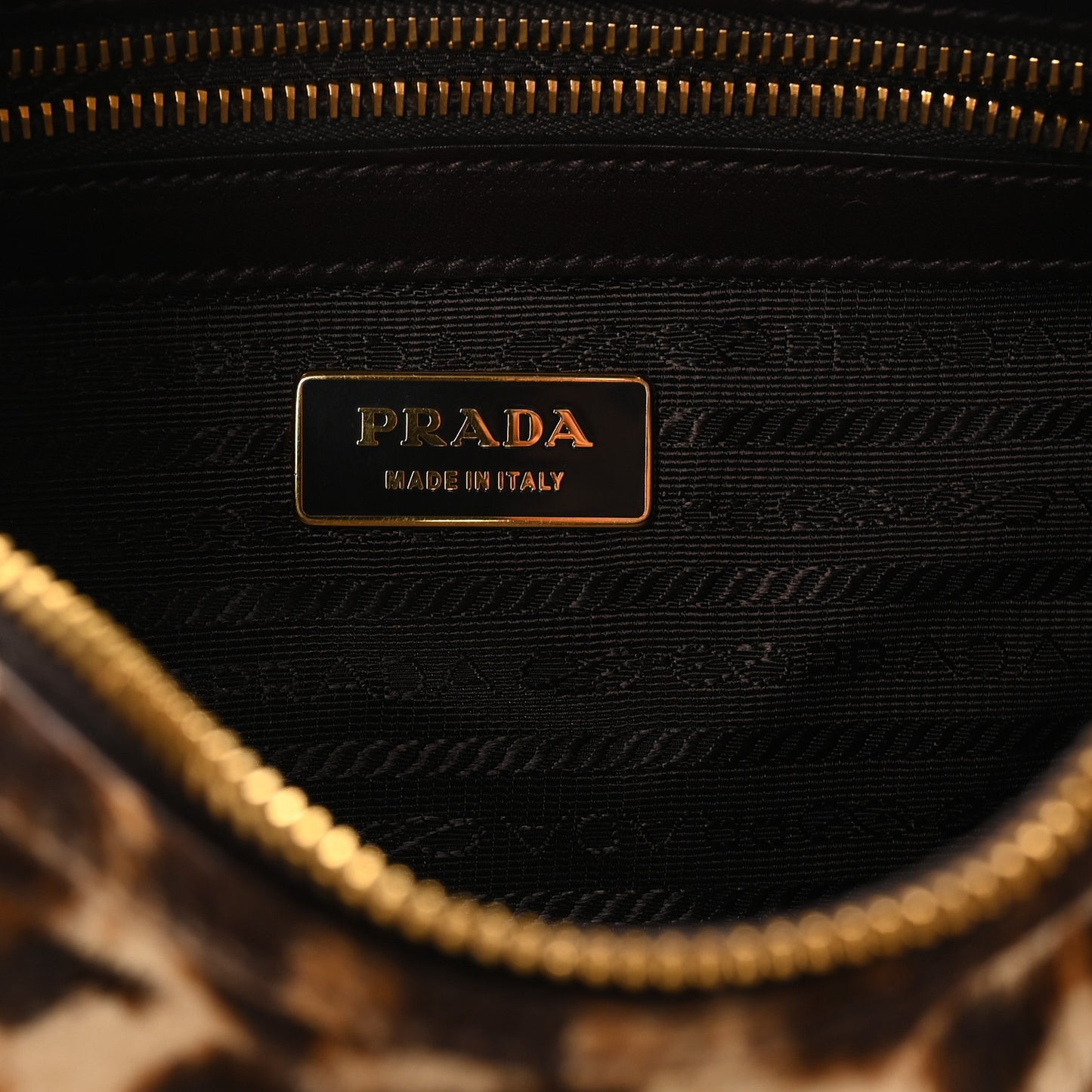Calf Hair Leopard Print Shoulder Bag Avorio