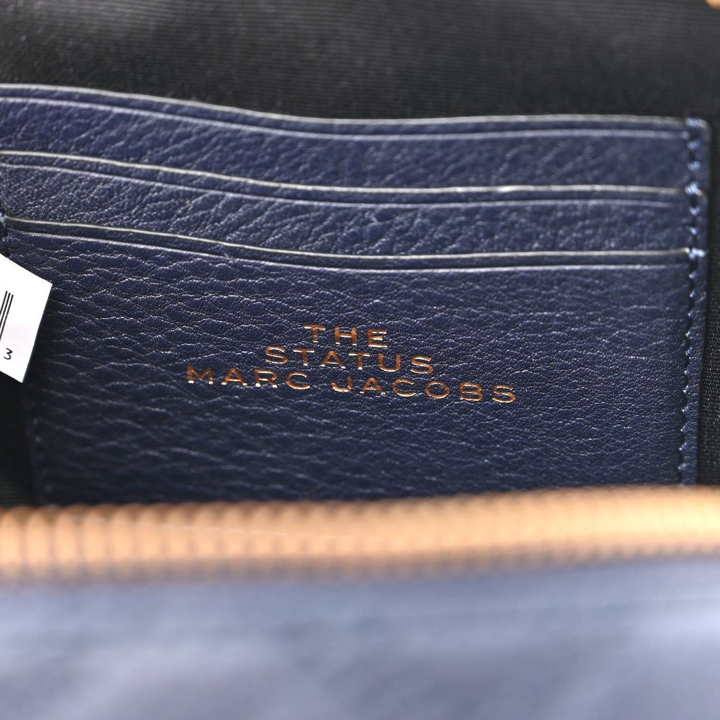 Grained Calfskin Quilted The Status Round Crossbody Navy