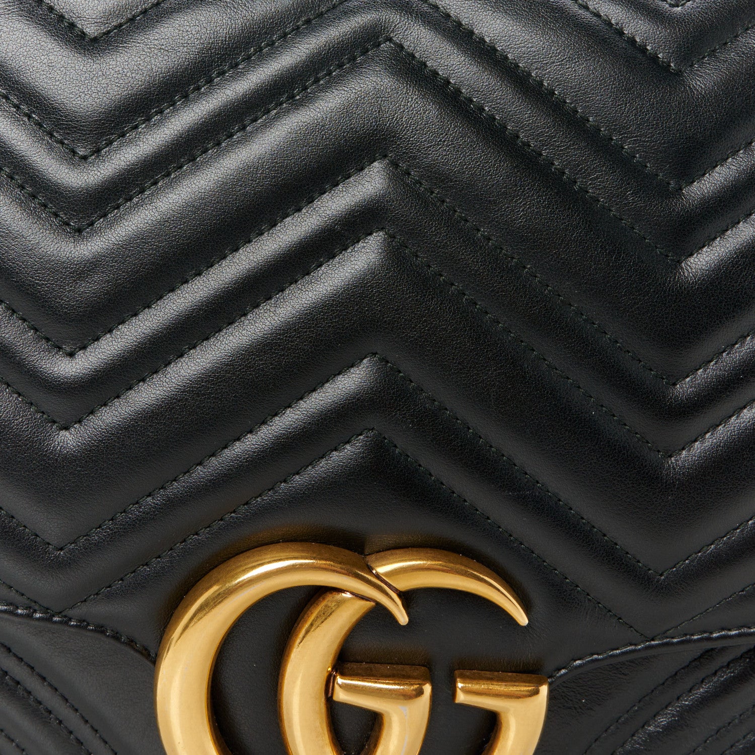 Gucci Calfskin Matelasse Large GG Marmont Shoulder Bag Black 9 of 11
