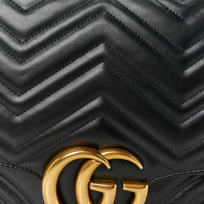 Gucci Calfskin Matelasse Large GG Marmont Shoulder Bag Black 9 of 11