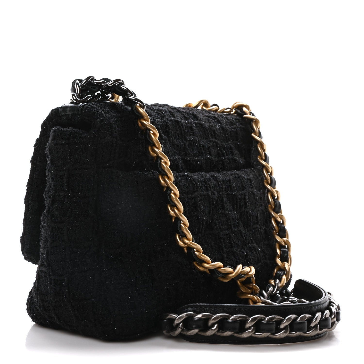 Chanel Tweed Quilted Medium Chanel 19 Flap Black 3 of 10