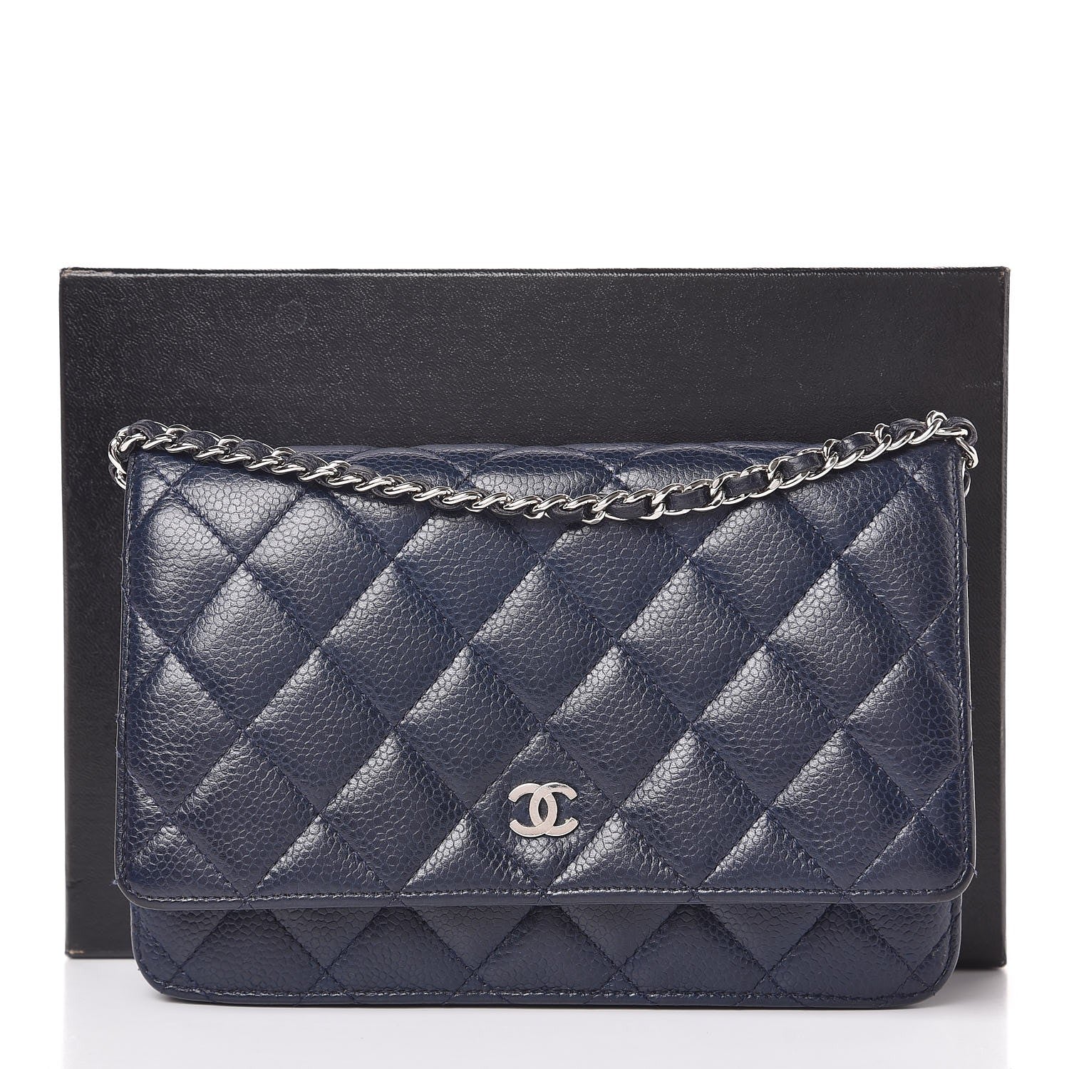 Chanel Caviar Quilted Wallet On Chain WOC Navy Blue 11 of 11