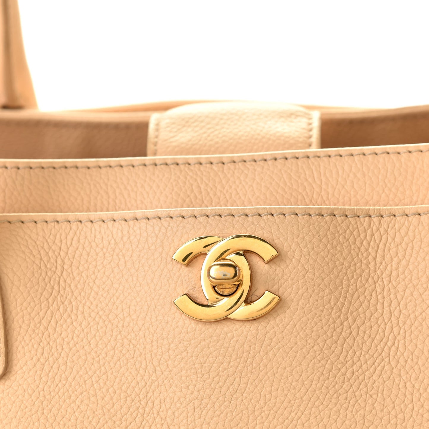 Calfskin Cerf Executive Shopper Tote Beige