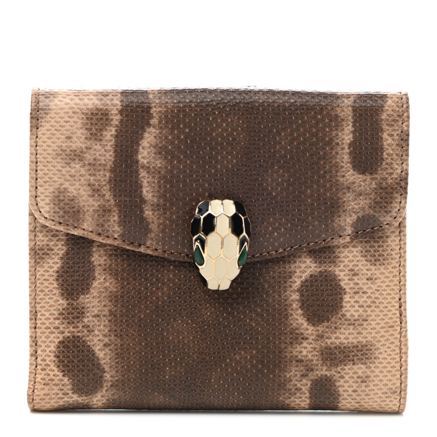Bulgari Karung Calfskin Serpenti Forever Compact Wallet Brown 1 of 11