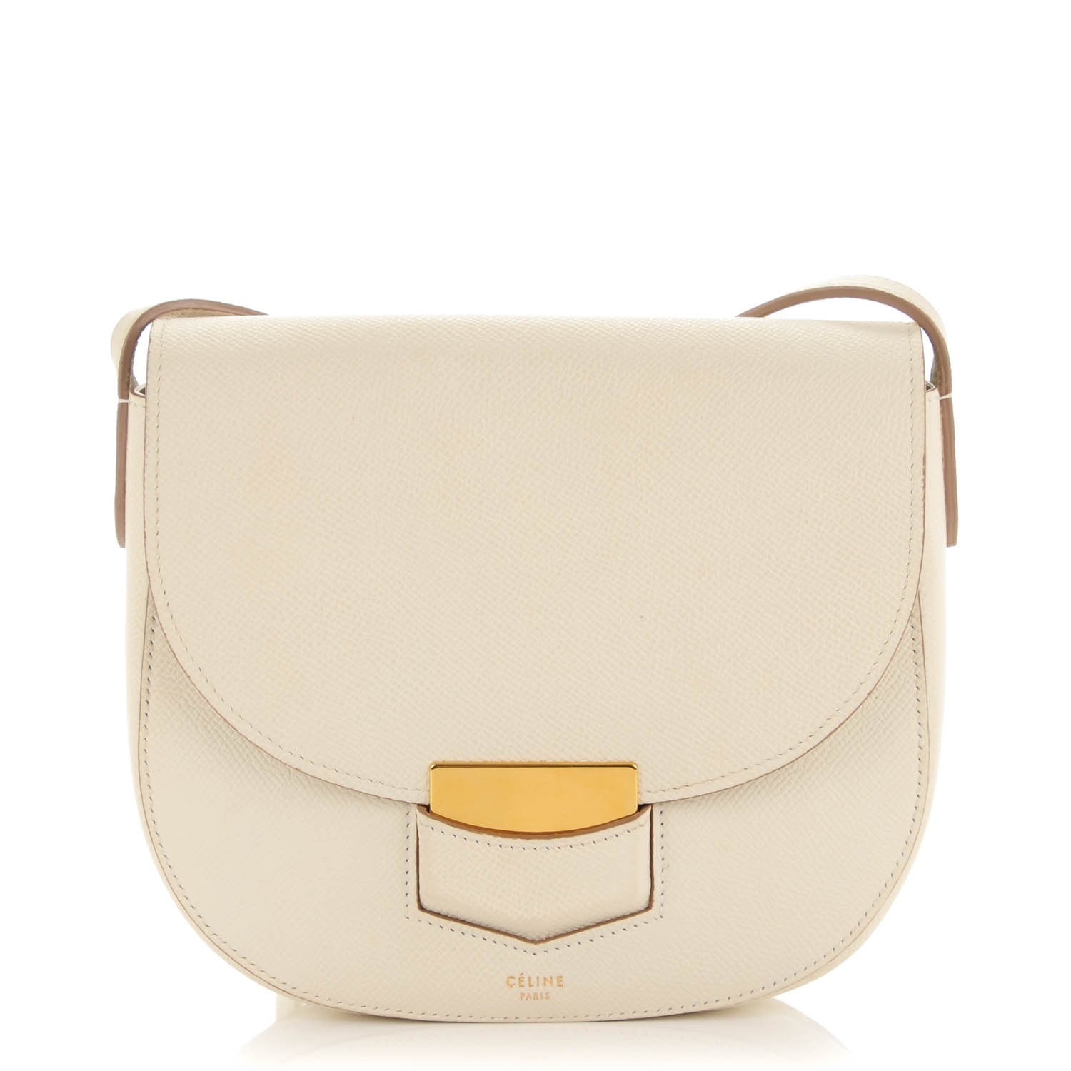 Celine Grained Calfskin Small Trotteur White 1 of 8