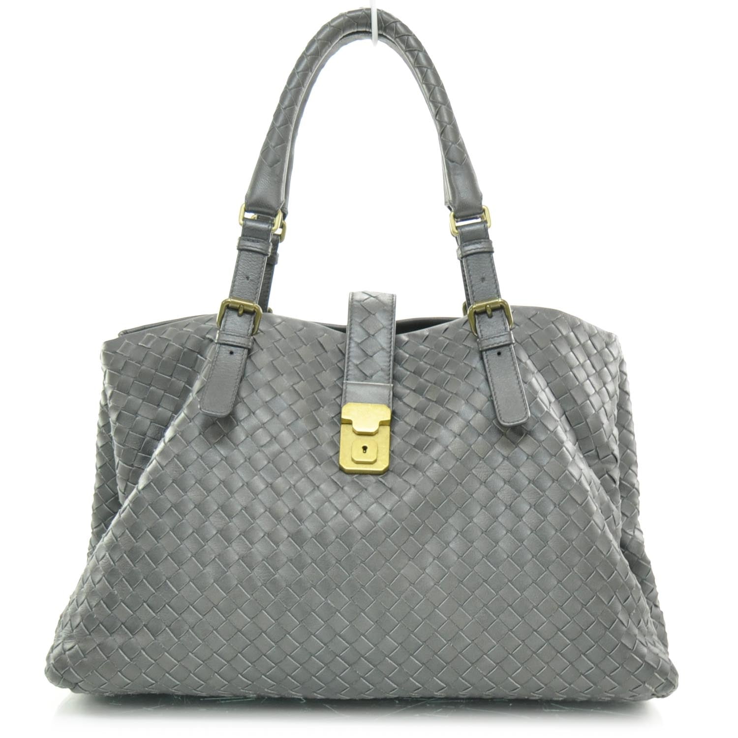 Bottega Veneta Leather Intrecciato Medium Roma Tote Ferro Gray 1 of 9