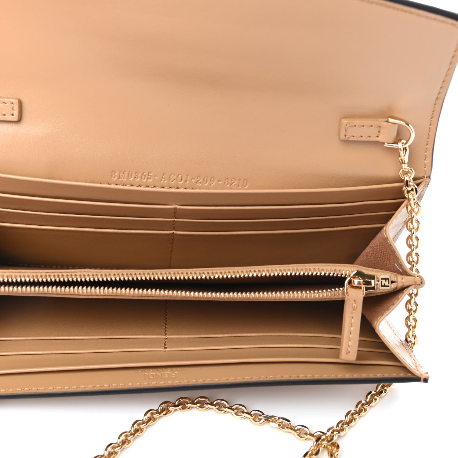 Fendi Vitello Termolagoon F is Fendi FF 1974 Embossed Continental Envelope Wallet On Chain Miele Scuro 5 of 11