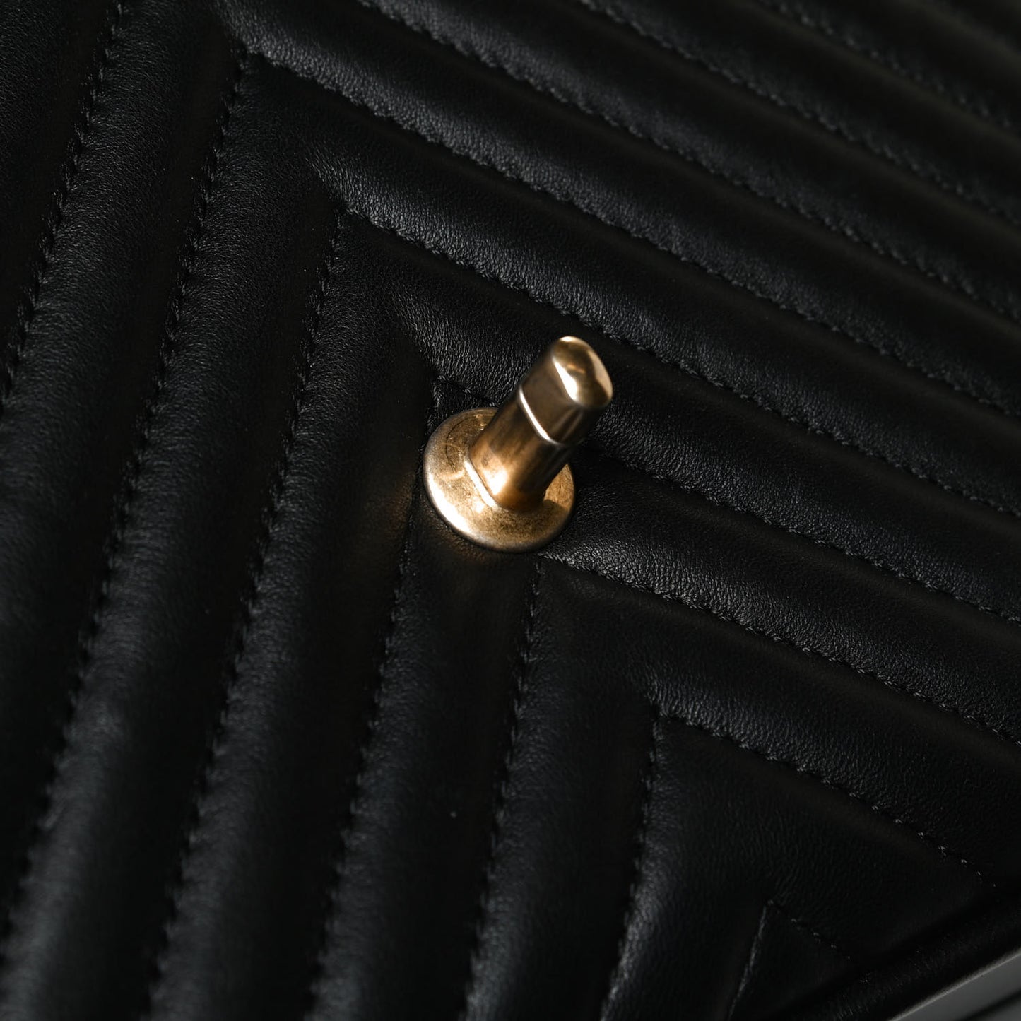 Lambskin Reverse Chevron Quilted Round Top Handle Flap Black