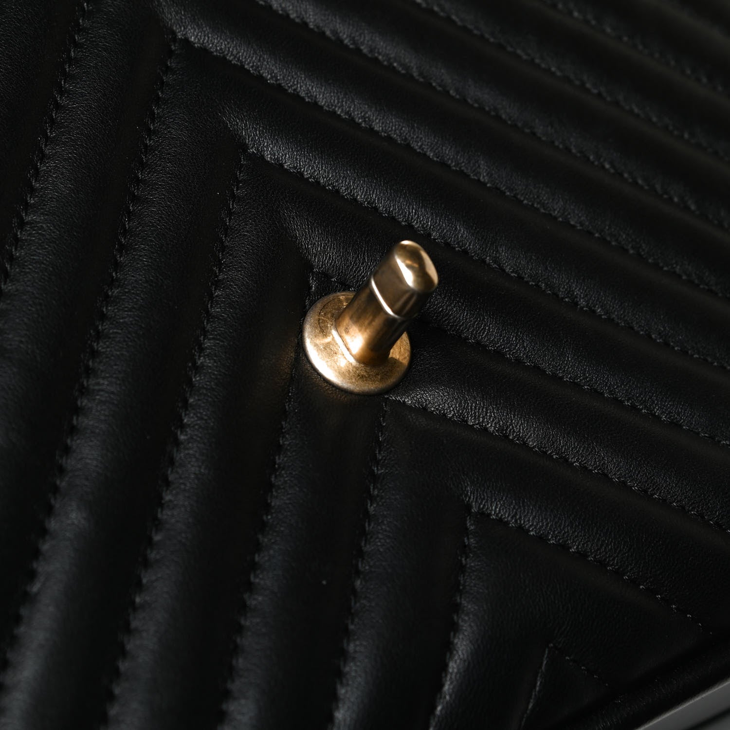 Chanel Lambskin Reverse Chevron Quilted Round Top Handle Flap Black 14 of 14