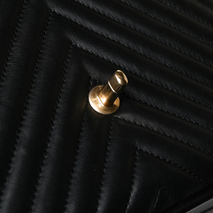 Chanel Lambskin Reverse Chevron Quilted Round Top Handle Flap Black 14 of 14