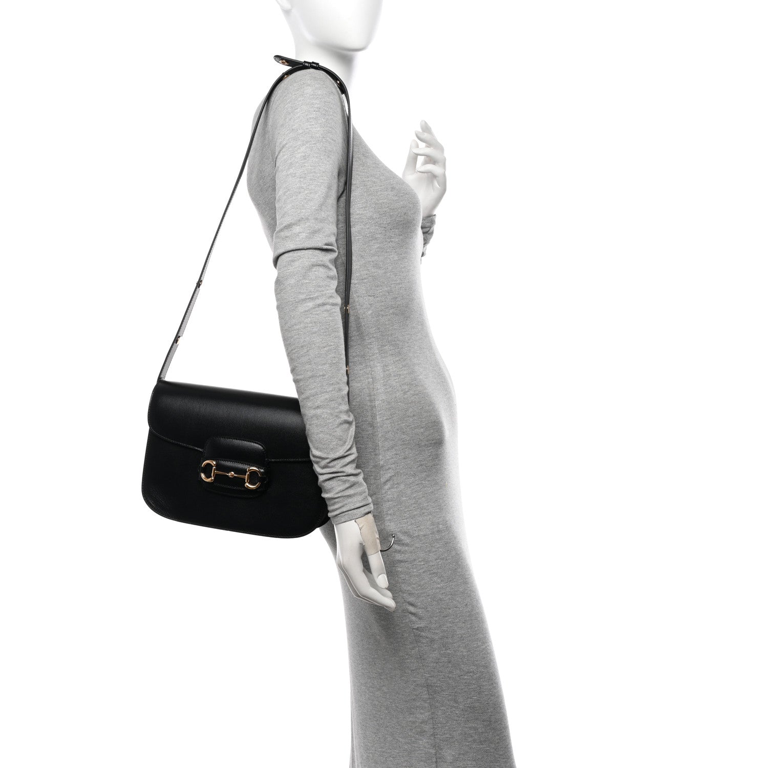 Gucci Azalea Calfskin Horsebit 1955 Shoulder Bag Black 2 of 10