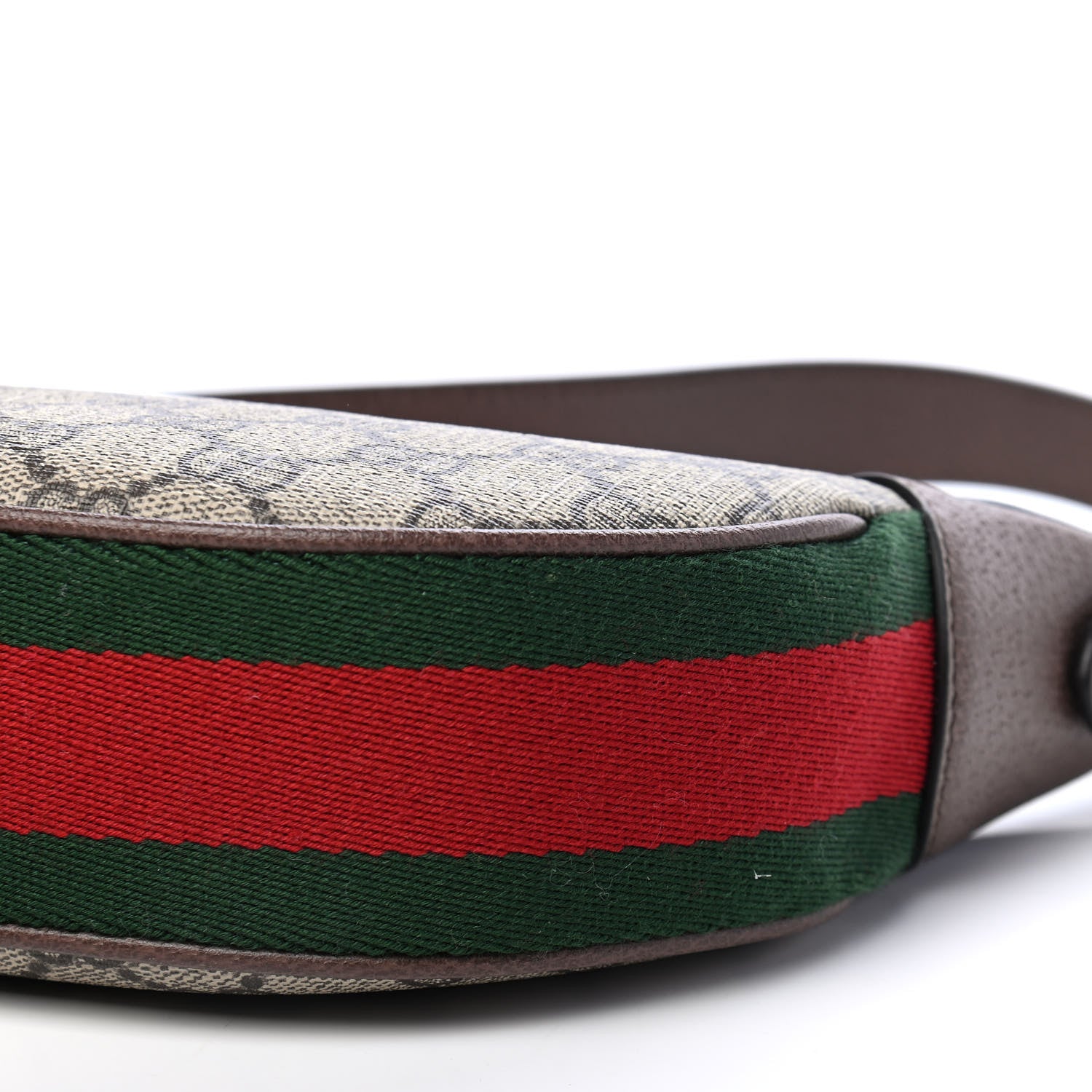 Gucci GG Supreme Monogram Textured Calfskin Web Mini Ophidia Half Moon Hobo Beige Ebony New Acero 5 of 5