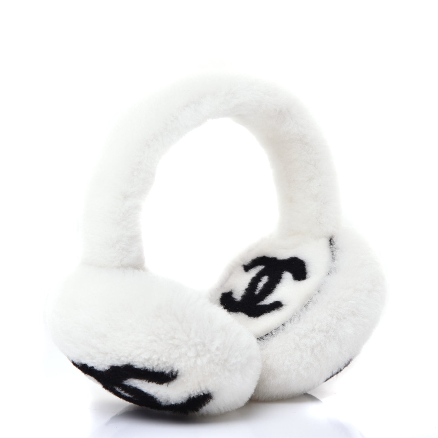 Shearling CC Ear Muffs White Black
