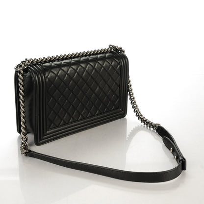 Chanel Metallic Calfskin Quilted New Medium Boy Flap Black 3 of 8