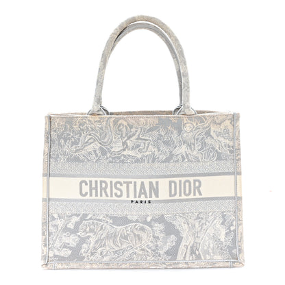 Christian Dior Canvas Embroidered Medium Dioriviera Toile De Jouy Reverse Book Tote Gray 1 of 12
