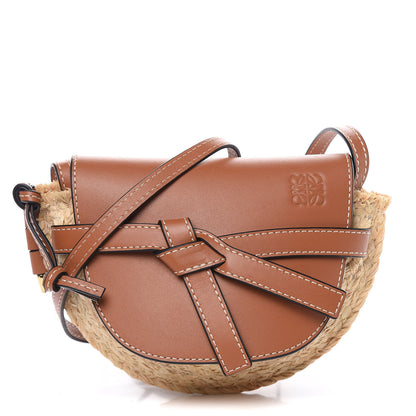 Loewe Calfskin Raffia Mini Gate Crossbody Bag Natural Tan 1 of 7