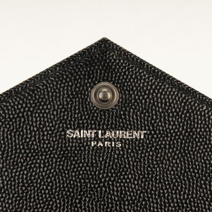 Saint Laurent Grain De Poudre Matelasse Chevron Monogram Chain Wallet Black 7 of 8