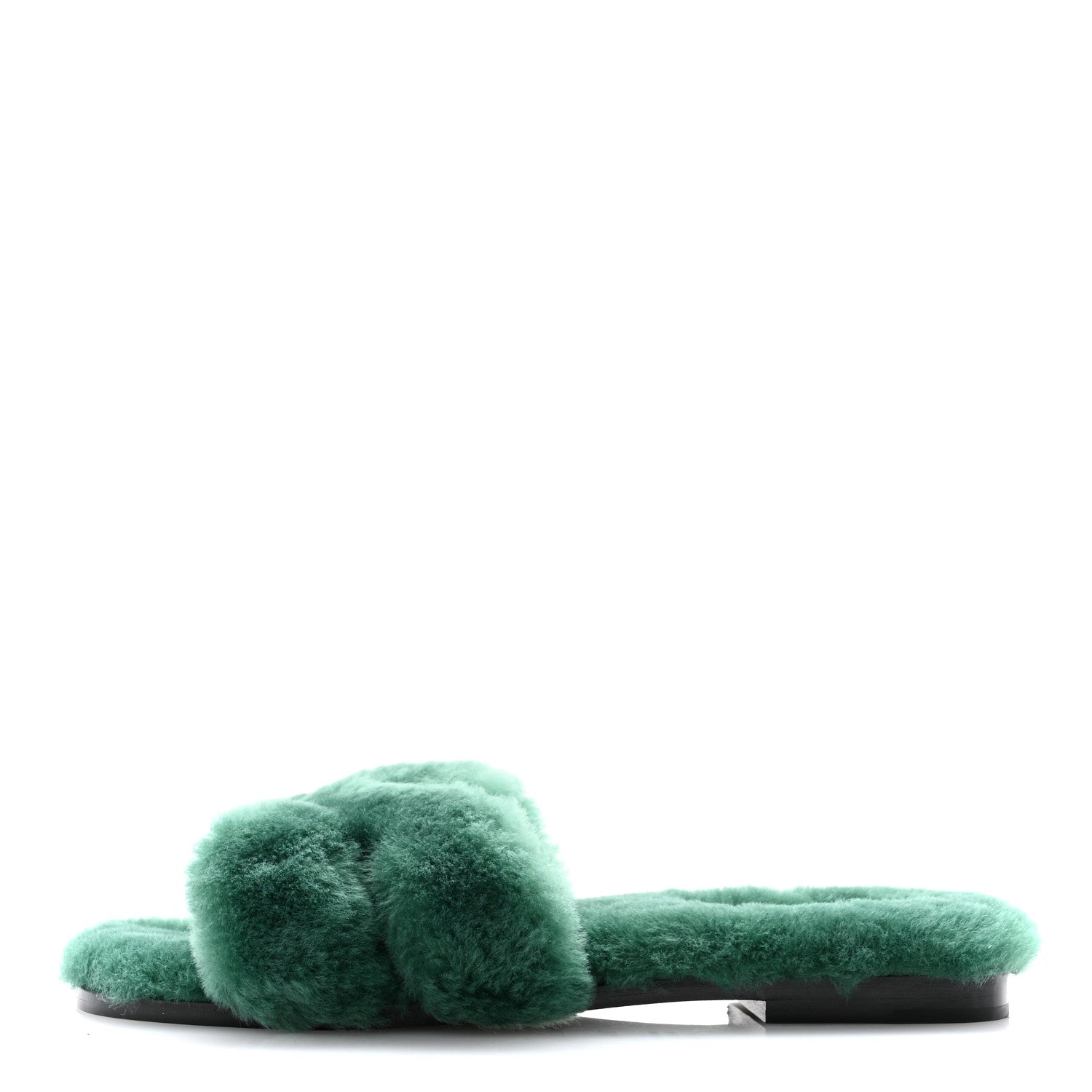 Hermes Woolskin Oran Sandals 36.5 Vert Anglais 1 of 8