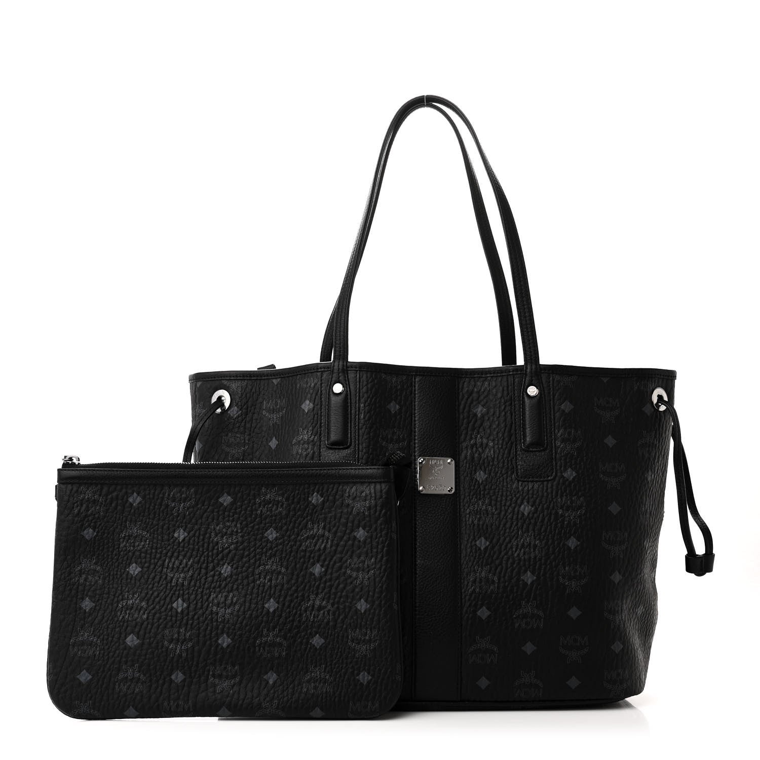 MCM Visetos Medium Liz Reversible Shopper Tote Black 2 of 15