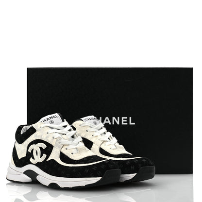 Chanel Suede Calfskin Printed CC Sneakers 36 White Black 13 of 13