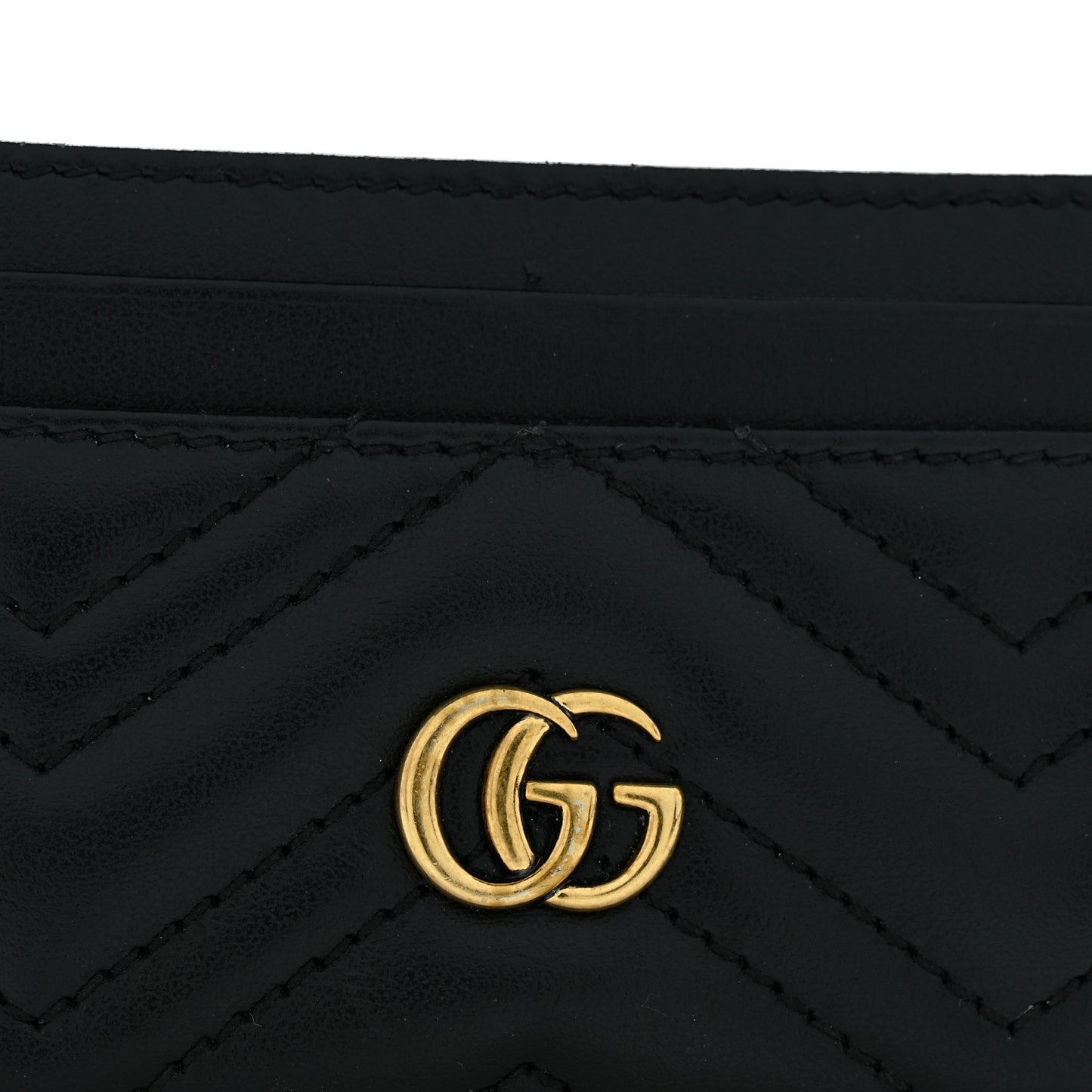 Calfskin Matelasse GG Marmont Card Holder Black