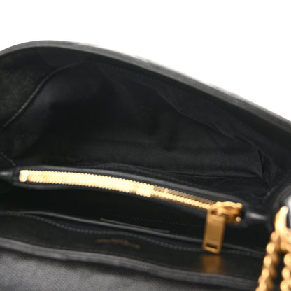 Saint Laurent Grain de Poudre Calfskin Y Quilted Monogram Small Loulou Chain Satchel Black 5 of 11
