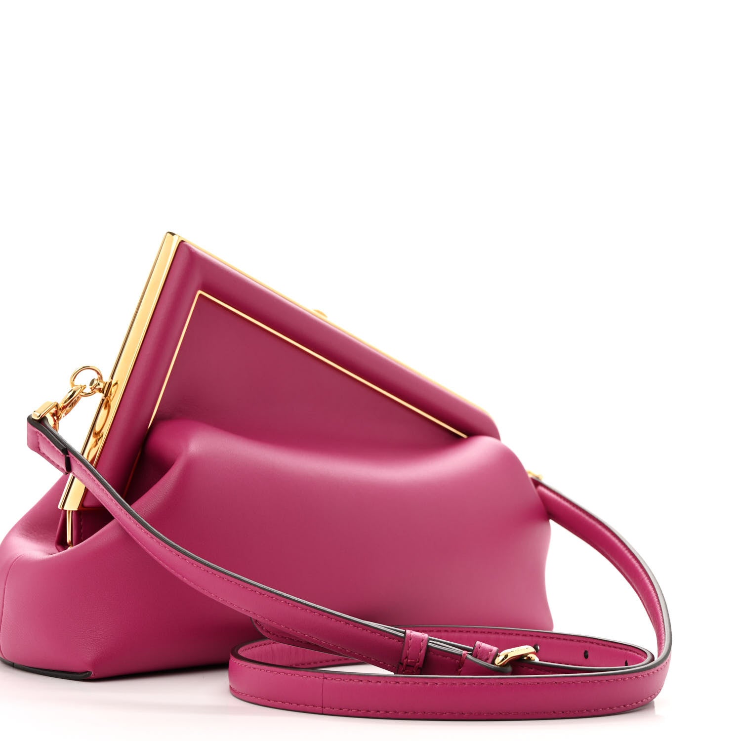 FENDI。いちごミンク Fendi Ciclamino Pilar Nappa Intreccio Vitello Leather Petite