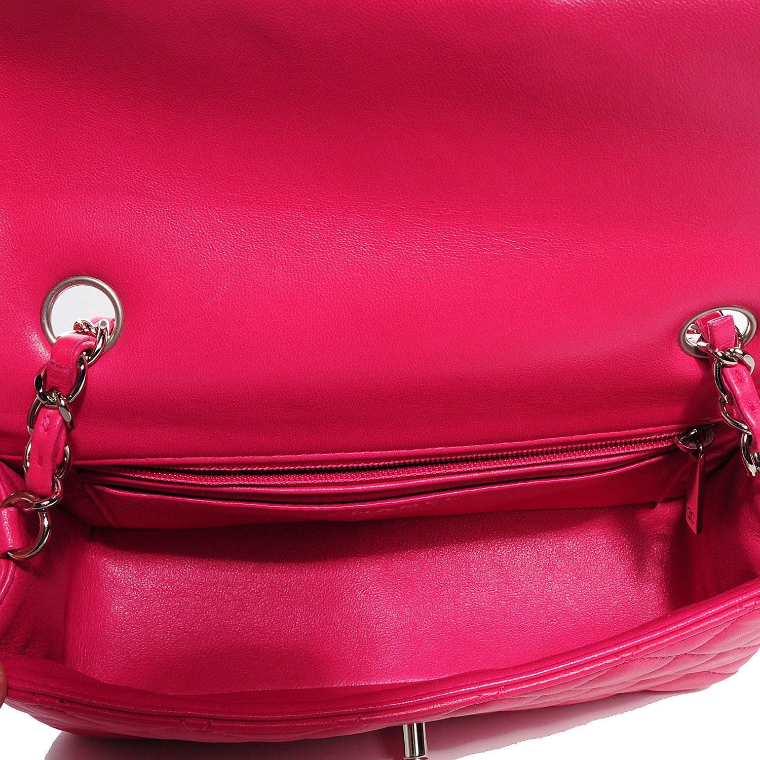 Chanel Lambskin Quilted Mini Rectangular Flap Dark Pink 8 of 9