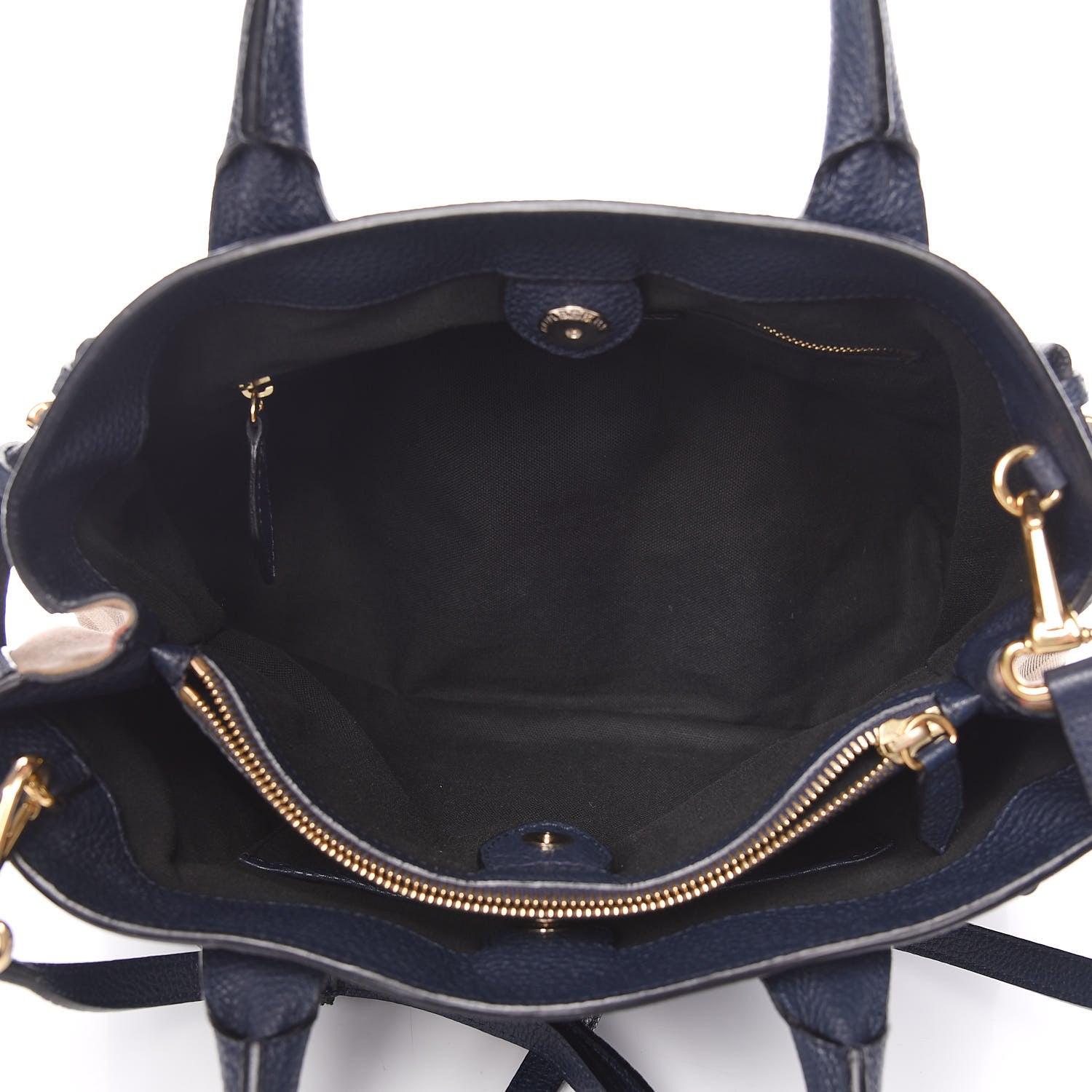 Burberry Grainy Calfskin House Check Medium Banner Tote Ink Blue 5 of 12