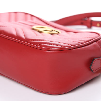 Gucci Calfskin Matelasse Small GG Marmont Chain Shoulder Bag Hibiscus Red 9 of 10