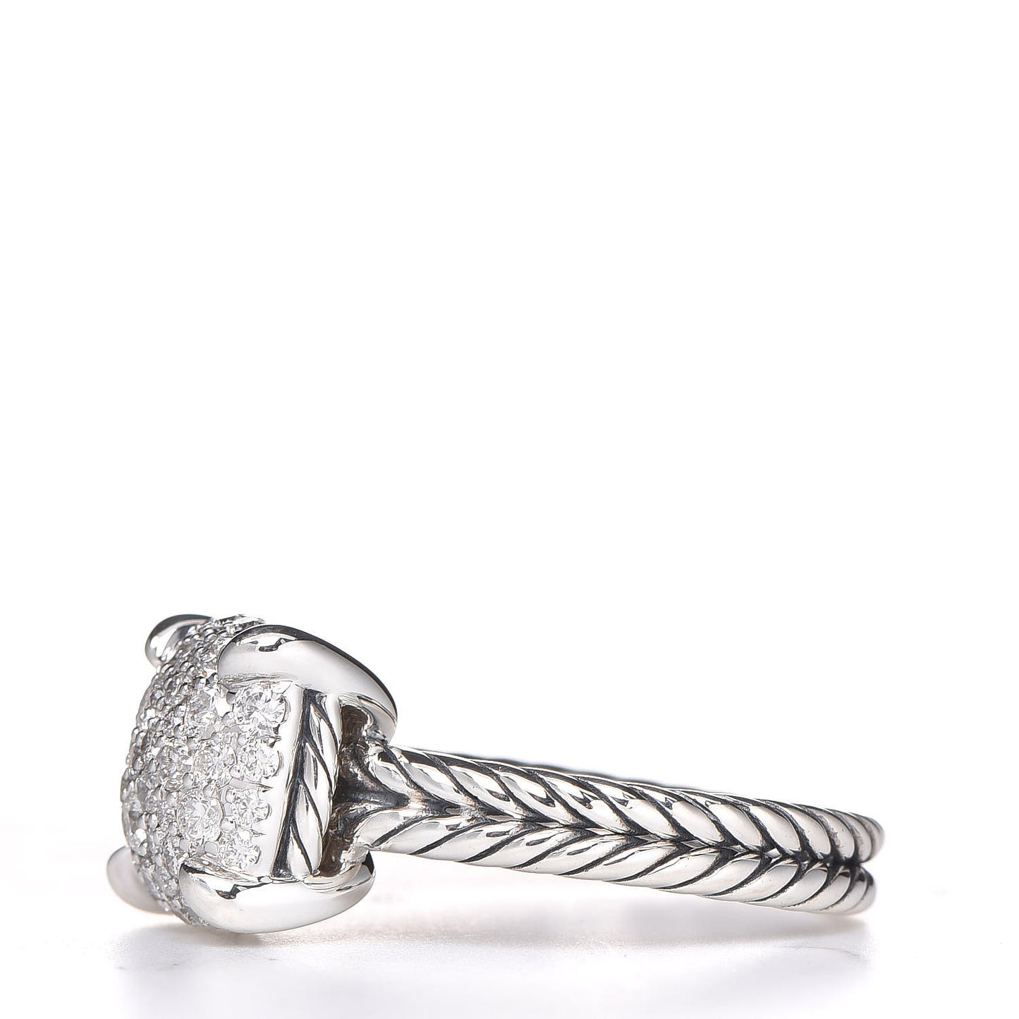 Sterling Silver Diamond 11mm Chatelaine Pave Ring 54 7