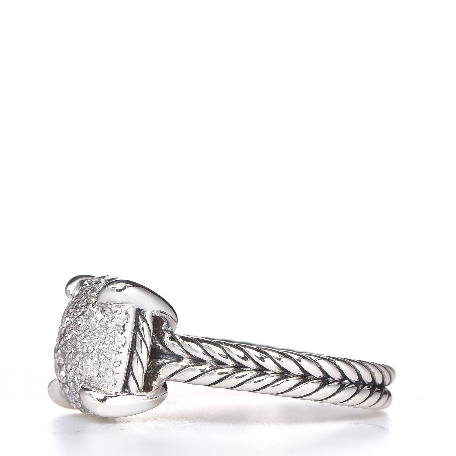 David Yurman Sterling Silver Diamond 11mm Chatelaine Pave Ring 54 7 3 of 5