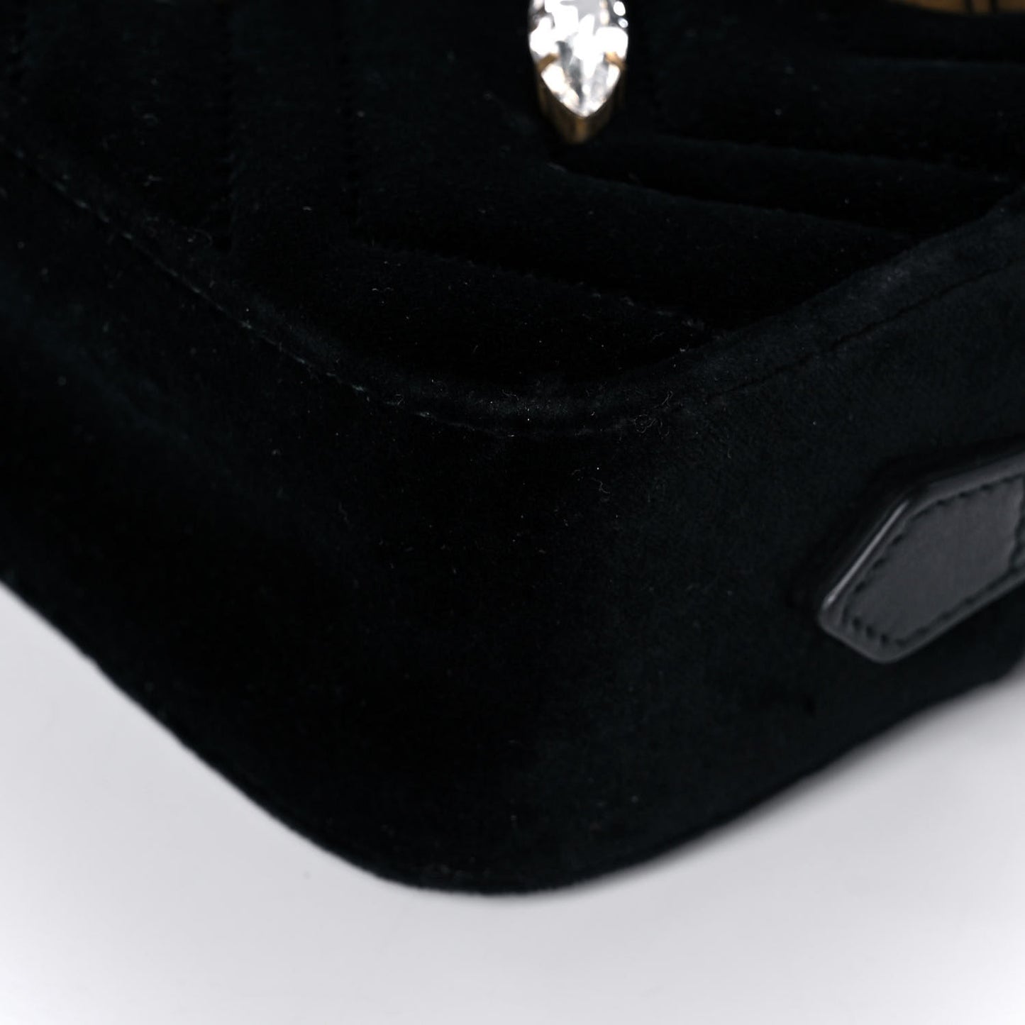 Velvet Matelasse Marquise Crystals Mini GG Marmont Chain Shoulder Bag Black