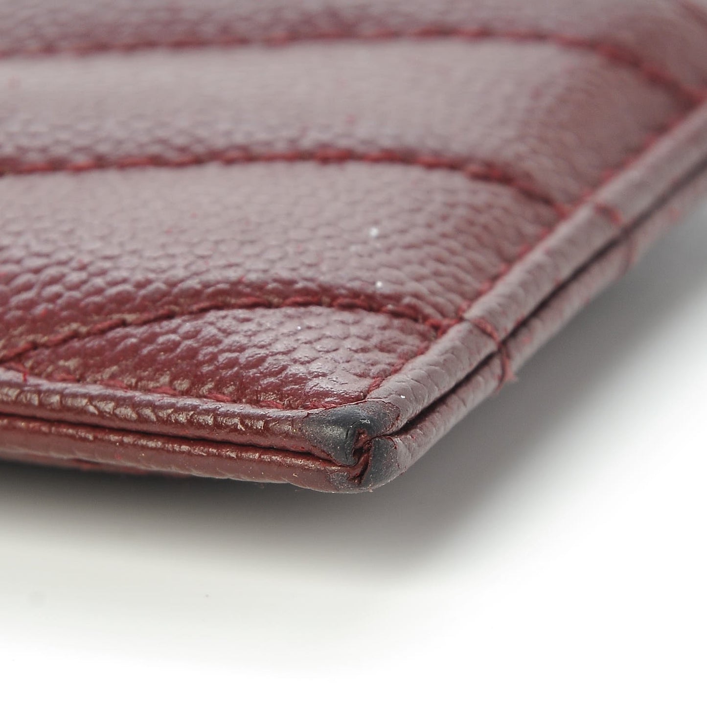 Grain De Poudre Matelasse Chevron Monogram Credit Card Case Palissandre
