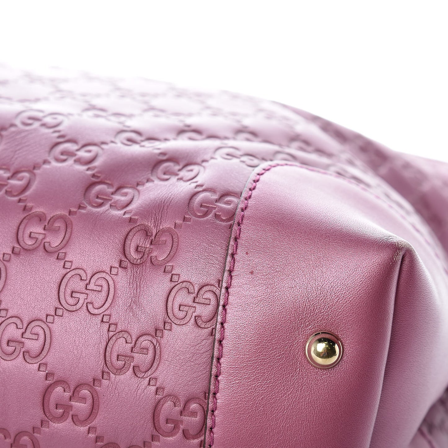 Metallic Soft Guccissima Large Heart Bit Charm Top Handle Tote Fresia Rose