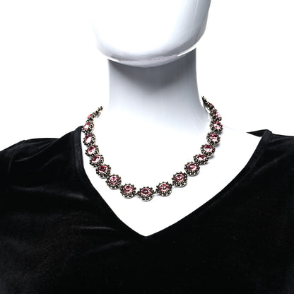 Gucci Metal Crystal Choker Necklace Silver Pink 2 of 5