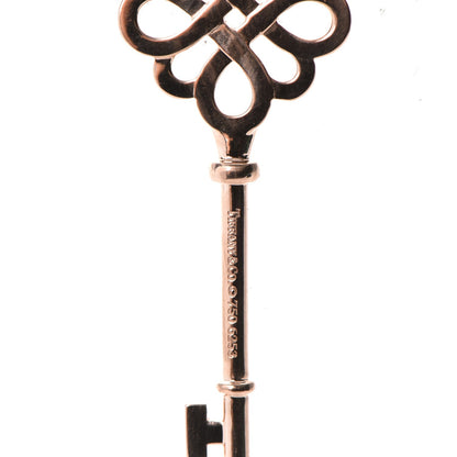 Tiffany 18K Rose Gold Diamond Knot Key Pendant Necklace 5 of 11
