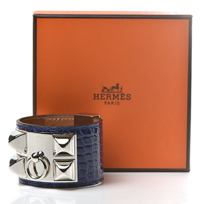 Hermes Shiny Alligator Collier De Chien CDC Bracelet T1 Bleu Electrique 6 of 6