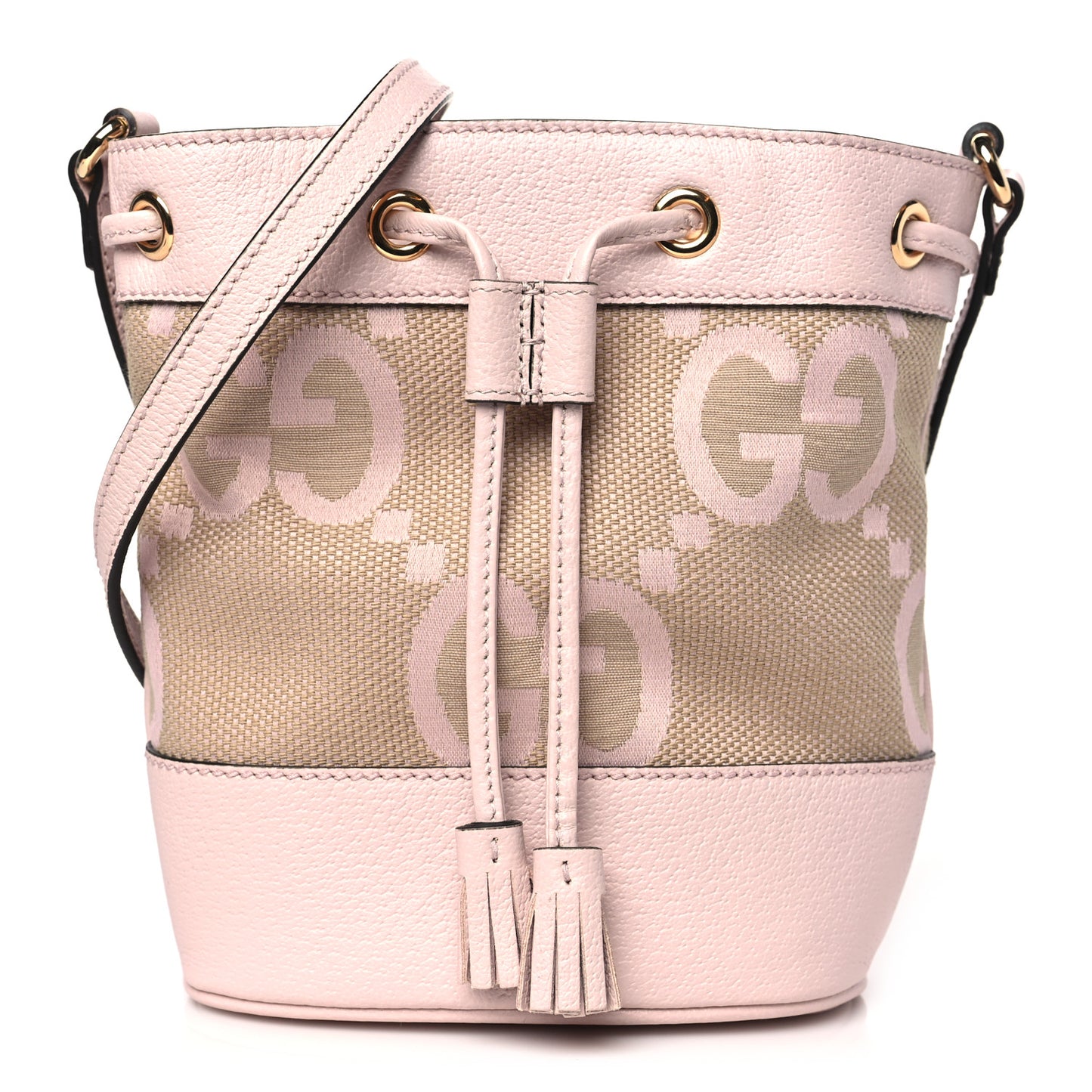 Monogram Jumbo GG Textured Dollar Calfskin Mini Ophidia Bucket Bag Beige Perfect Pink