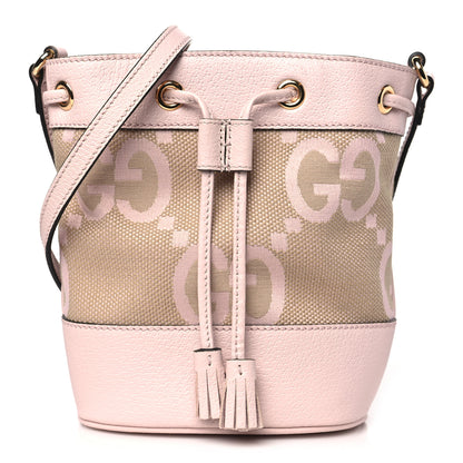 Gucci Monogram Jumbo GG Textured Dollar Calfskin Mini Ophidia Bucket Bag Beige Perfect Pink 1 of 11