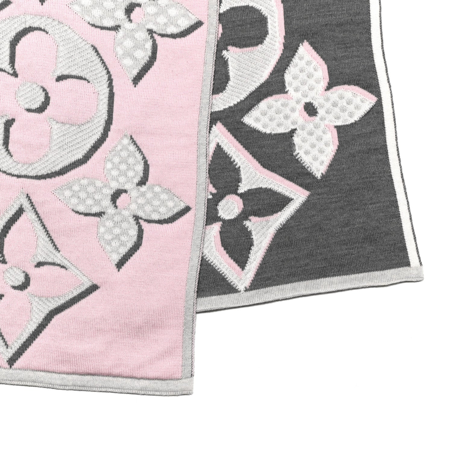 Louis Vuitton Wool Cashmere Giant Pop Monogram Scarf Rose 3 of 4