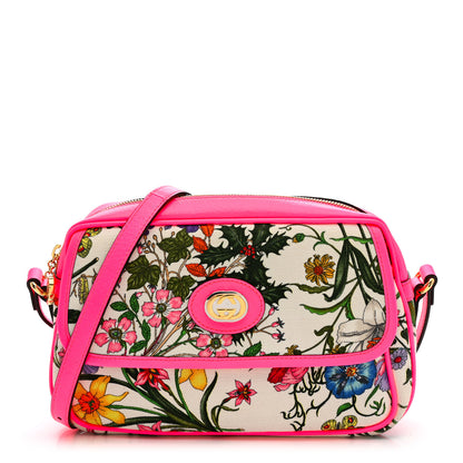 Gucci Canvas Flora Floral Shoulder Bag White Fuchsia Fluo 2 of 46
