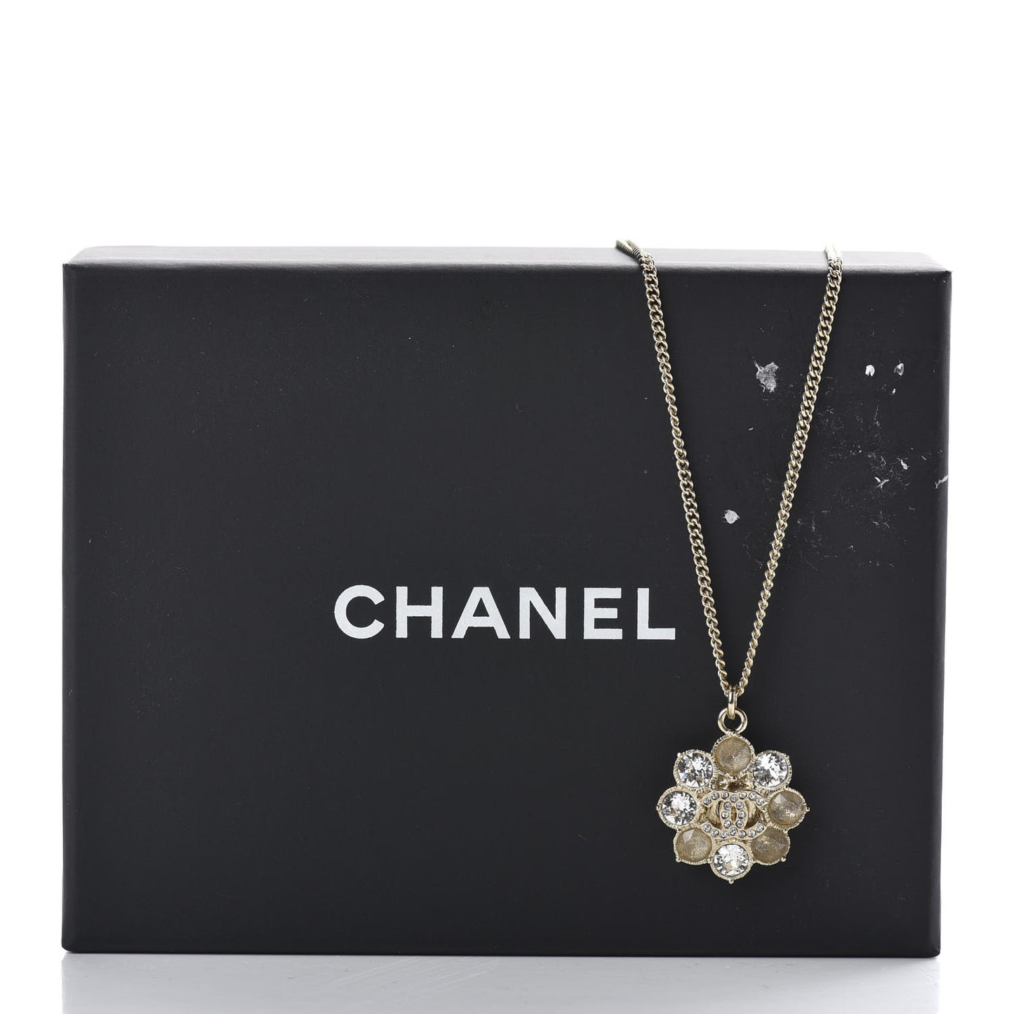 Crystal CC Flower Pendant Necklace Gold