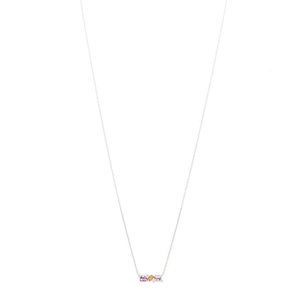 Suzanne Kalan 18K White Gold Diamond Pink Sapphire Citrine Fireworks Bar Necklace 1 of 6