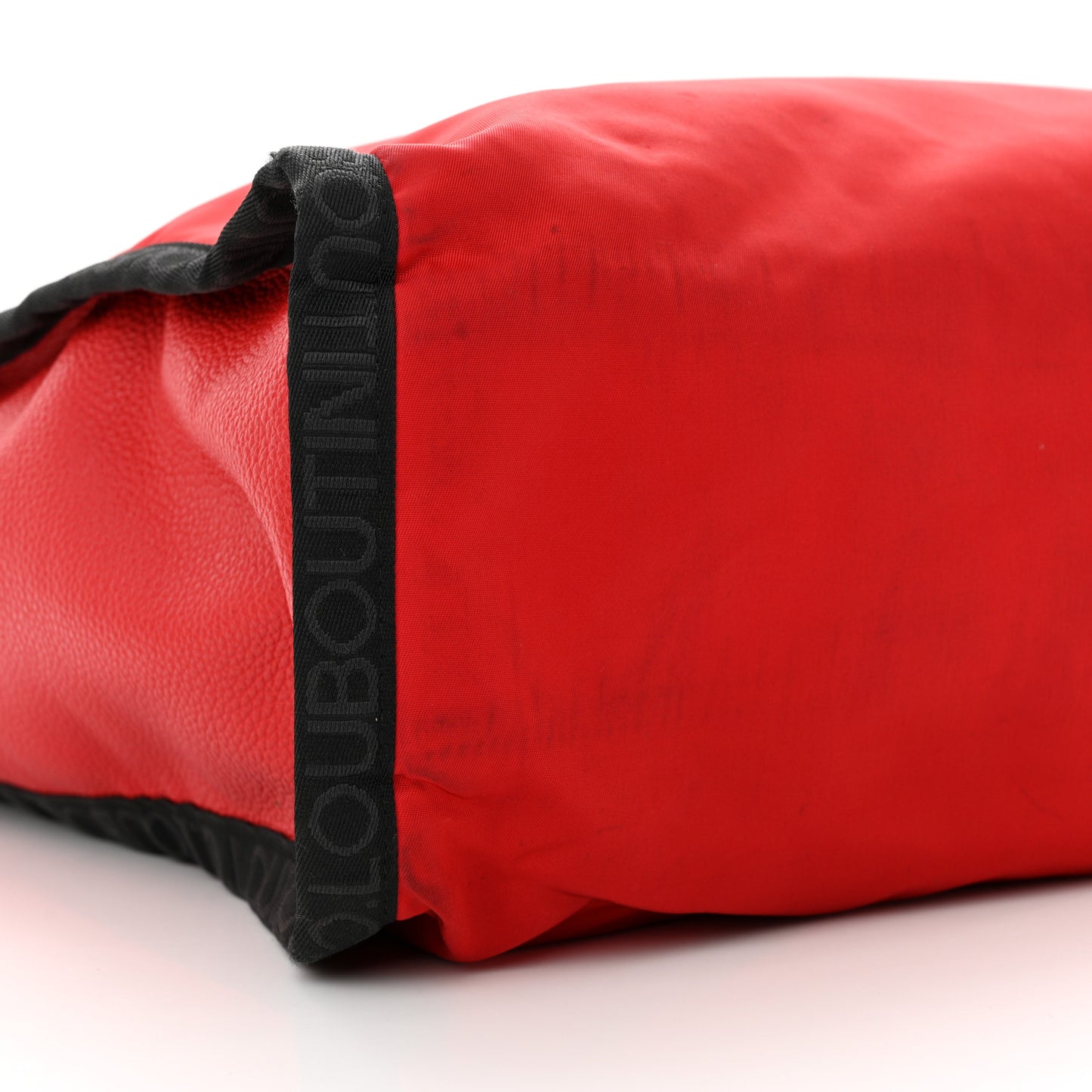 Nylon Calfskin Loubiclic Logo Tote Bag Red