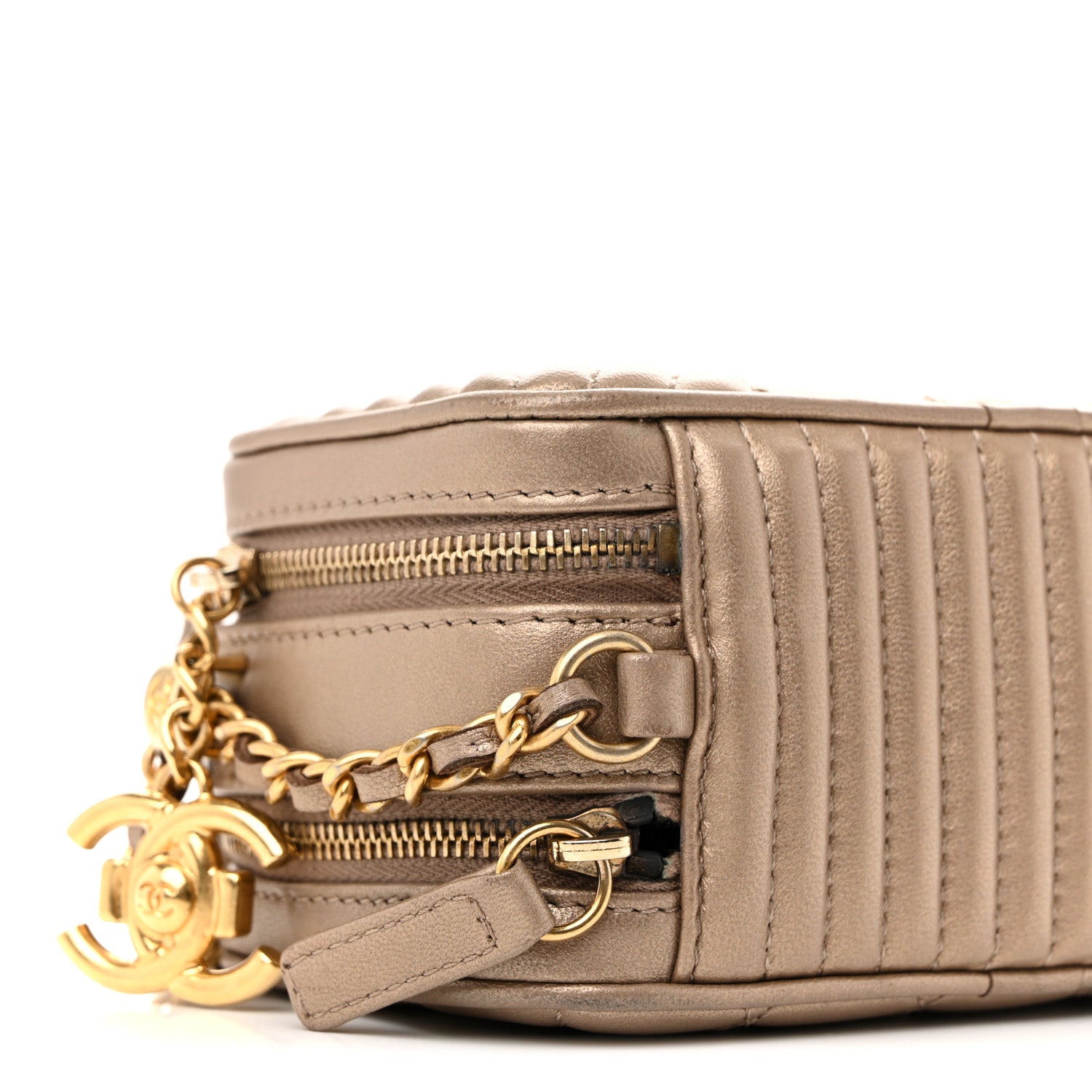 Chanel Metallic Lambskin Mini Coco Boy Camera Case Dark Gold 10 of 15