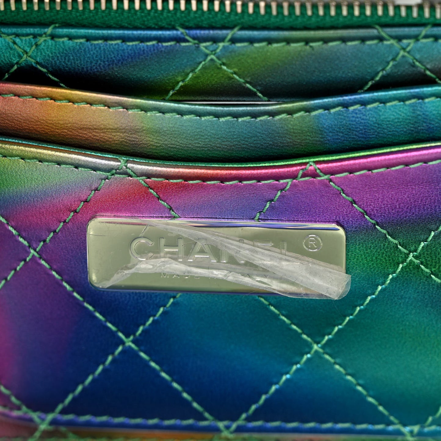PVC Patent Calfskin Patent Lambskin Small CC Vanity Case Green