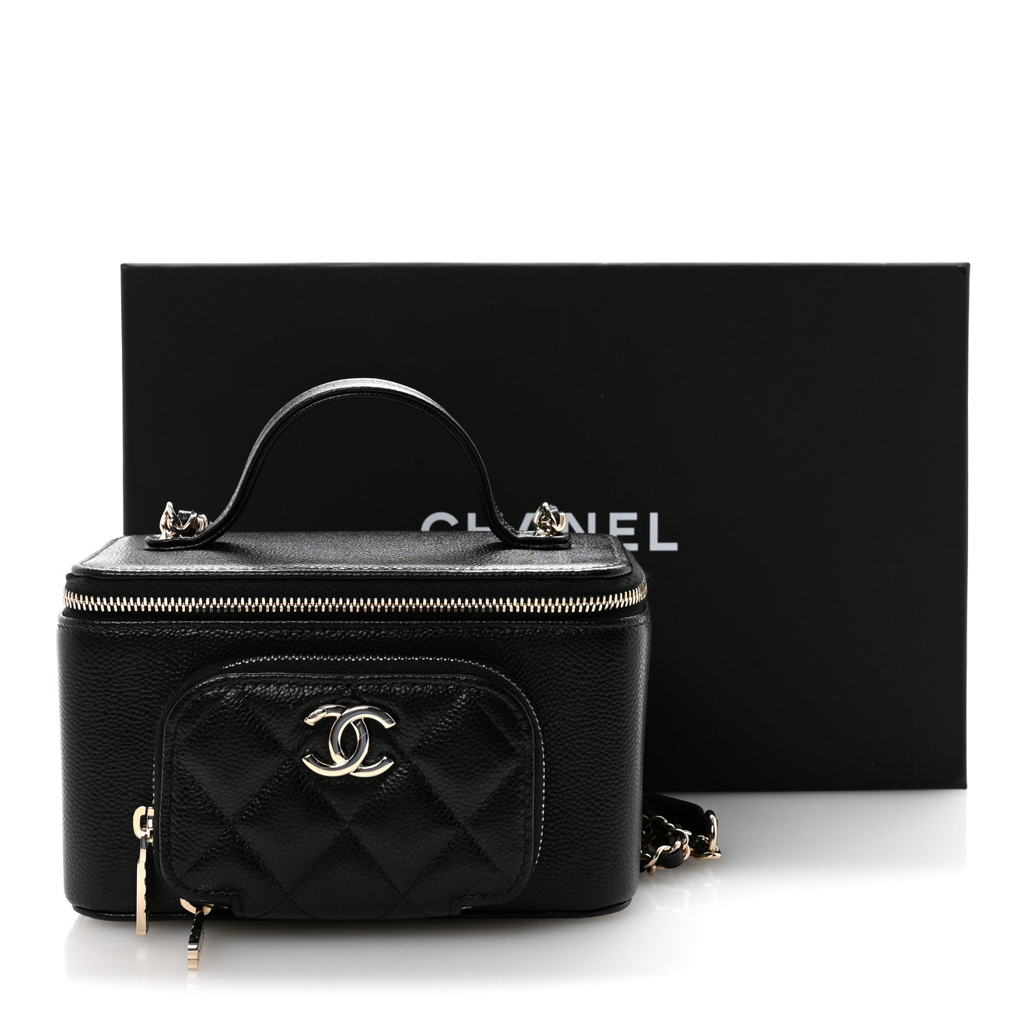 Chanel Caviar Quilted Top Handle Pocket Vanity Case Black 11 of 11