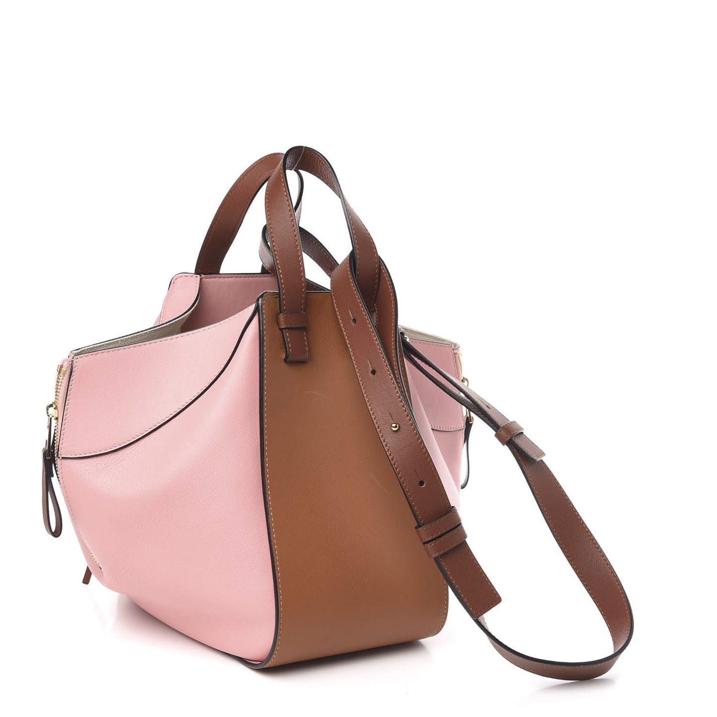Calfskin Small Hammock Shoulder Bag Pastel Pink Tan