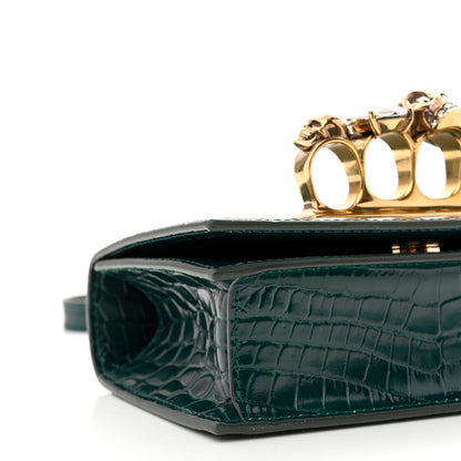 Alexander McQueen Shiny Crocodile Embossed Jeweled Satchel Emerald 8 of 11
